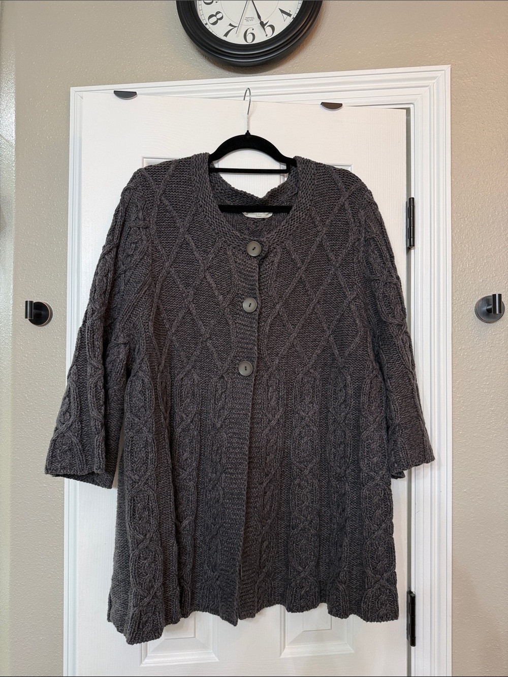 Cozy Cable Knit Button-Front Cardigan - Charcoal Jillian Nicole brand